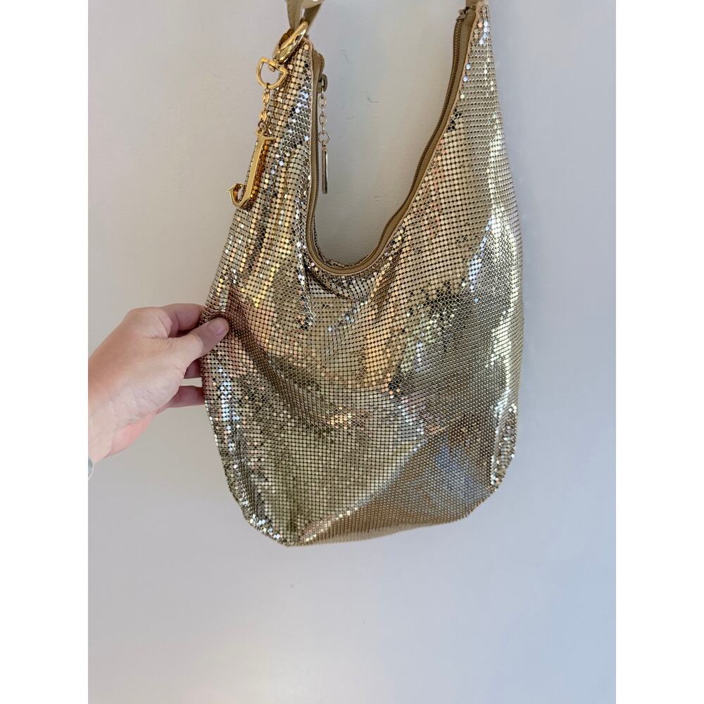 Rare Vintage Whiting & Davis Large Gold Chain Mesh Lucite Hobo Bag - Picture 4 of 7